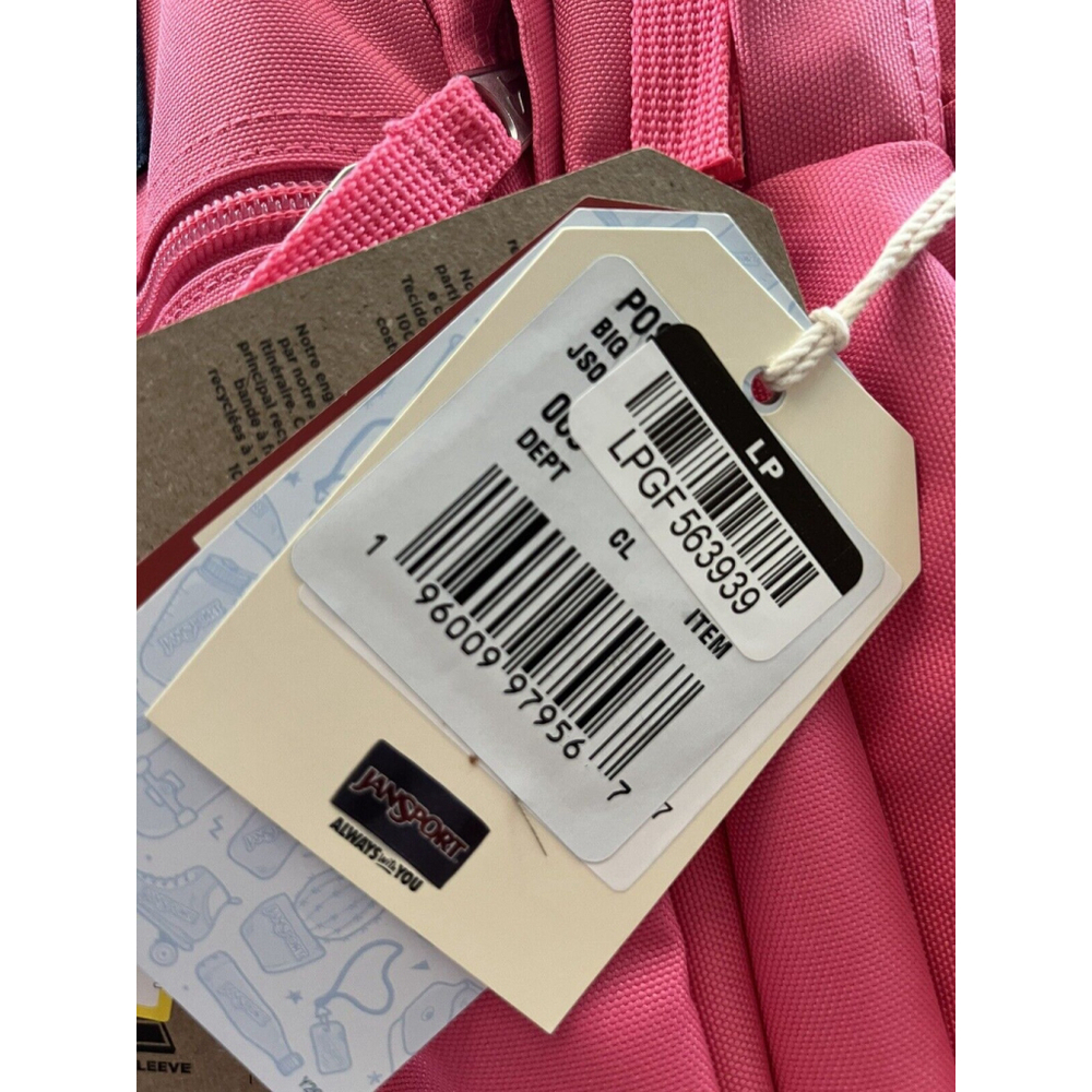 JanSport Big Student 17.5" Backpack - Posh Pink New With Tags Holds 15” Laptop - Picture 3 of 7
